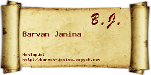 Barvan Janina névjegykártya
